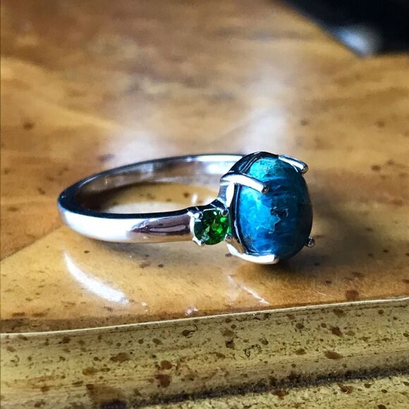 Natural Shadowkite Chrome Diopside Sterling Silver Ring Size 9 - Picture 2 of 9